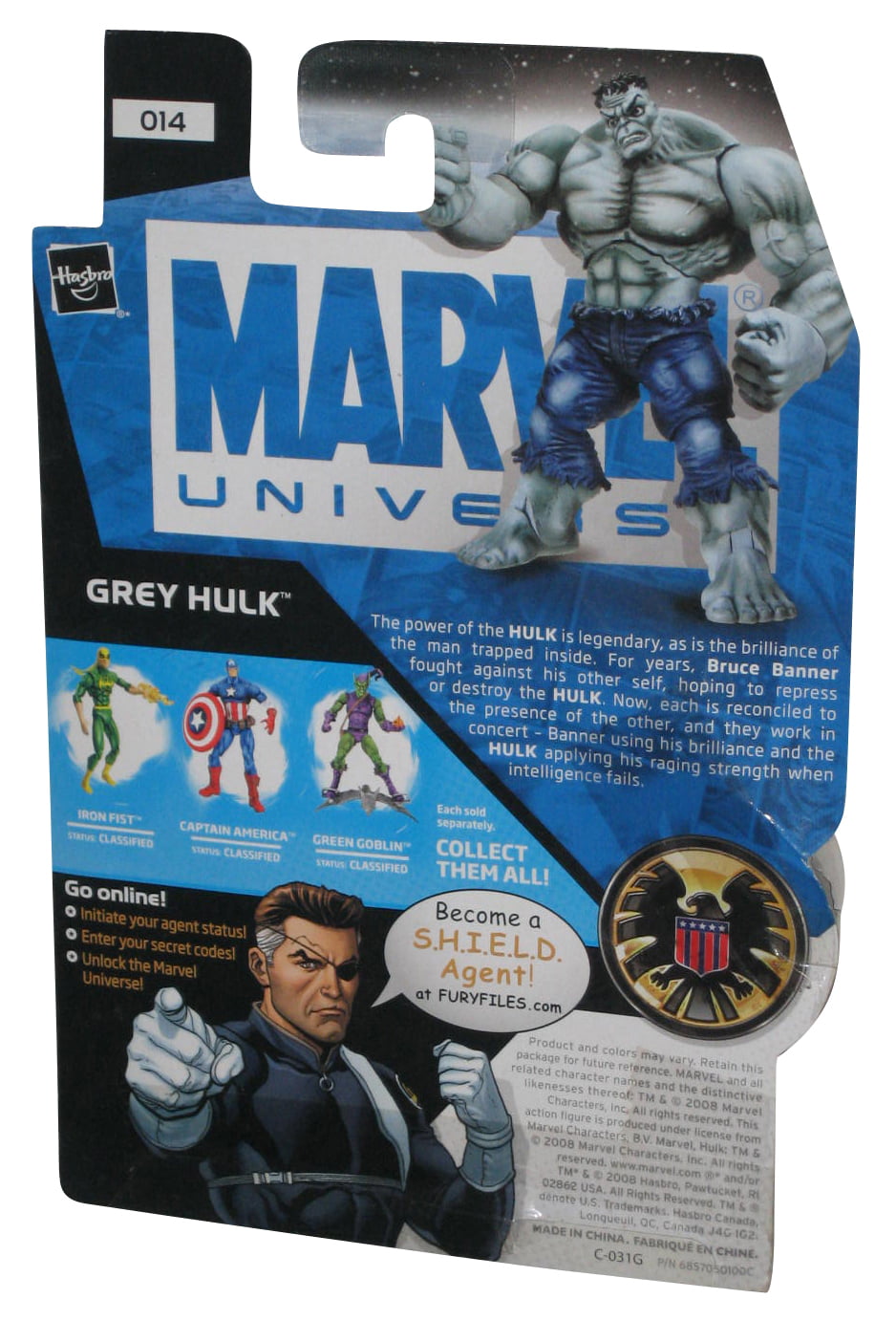 MARVEL UNIVERSE S.H.I.E.L.D FILE GREY HULK RARE HASBRO 