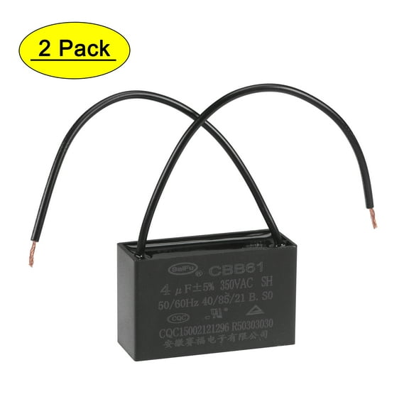 Uxcell 4uF 350V AC 2 Wires CBB61 Ceiling Fan Capacitors 2 Pack