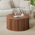 thumbnail image 6 of Wirrytor 31 inches Round Lift Top Coffee Table with Storage and Flip Top, Fluted Center Table for Living Room, Wood Coffee Table with Hidden Compartment, Round Arc Design, Walnut, 6 of 10