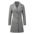 thumbnail image 1 of Abrigos largos de invierno con solapa con muesca y un solo pecho para mujer Gris Claro S, 1 of 6