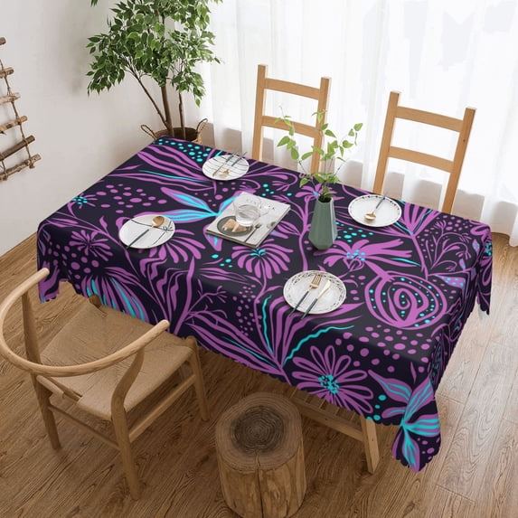 ZNDUO Rectangle Table Cloth, Fashion Flowers Pattern Waterproof Stain Resistant Washable Polyester Table Cover, 54 X 72 Inch