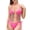 #0449-Pink, variant on Womens Fringe Trim High Waist Two Piece Bikini Set Padded Wireless Stretchy Lightweight Flattering Fit for Beach Pool Tropical Vacation Party Wear