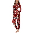 thumbnail image 3 of Conjunto de pijama de dos piezas con estampado navideño para mujer, ropa de dormir femenina, traje de manga larga, ropa de casa, ropa de estar por casa, otoño, envío directo, 3 of 4