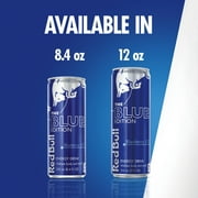 Red Bull Blue Edition Energy Drink, Blueberry, 114mg Caffeine, 12 fl. oz., Pack of 4 Cans