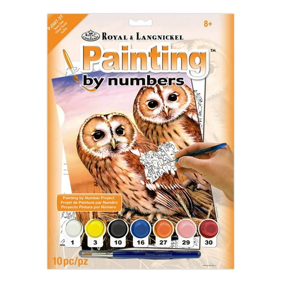Royal & Langnickel Painting by numbers™ 10pc Tawny Owls Painting Project