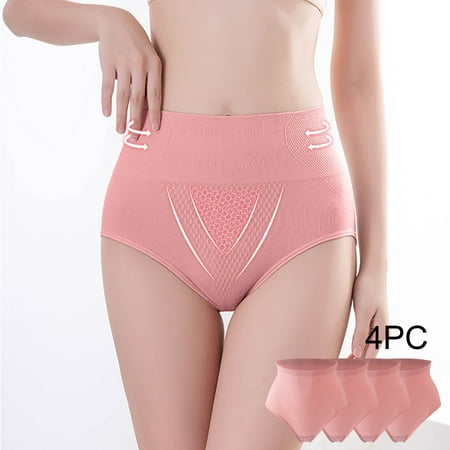 

RKZDSR 4Pcs Graphene Honeycomb Tightening & Body Shaping Briefs for Women Comfortable Large Size High Waist Warm Belly Hip Lift Thin Waist Panties Underwear Pink L