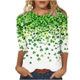 thumbnail image 2 of St. Patrick's Shirt for Women Clover Graphic Print T-Shirt Long Sleeve Crewneck Casual Fit Festival Apparel Shamrocks Gift St Paddy Day Top, 2 of 5