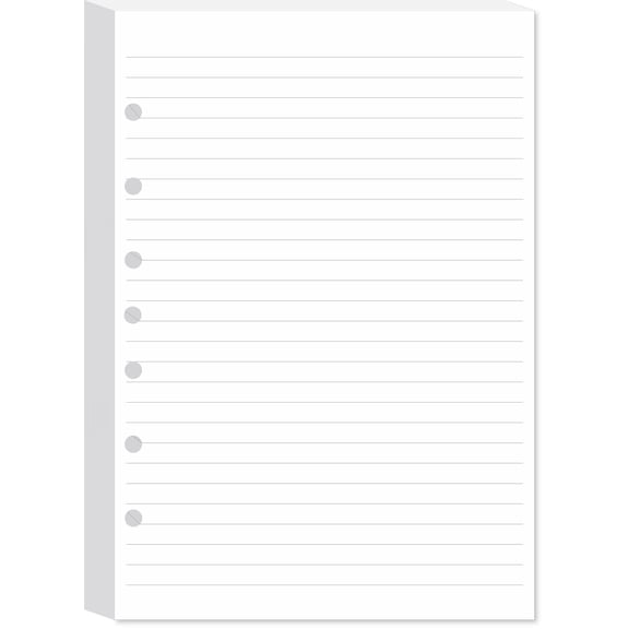 Mini binder paper 7 hole punched, 100 sheets college ruled filler paper, 5.5 x 8.5 inches, ideal for planners, notes, to do lists, white
