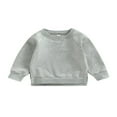 thumbnail image 1 of MesaSe Bébé Garçon Fille Solide Coton Pull Col Rond Manches Longues T-Shirt Tops Printemps Vêtements d'Automne Brun 2-3 Ans, 1 of 7