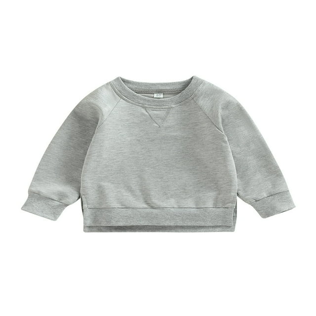 MesaSe Bébé Garçon Fille Solide Coton Pull Col Rond Manches Longues T-Shirt Tops Printemps Vêtements d'Automne Brun 2-3 Ans