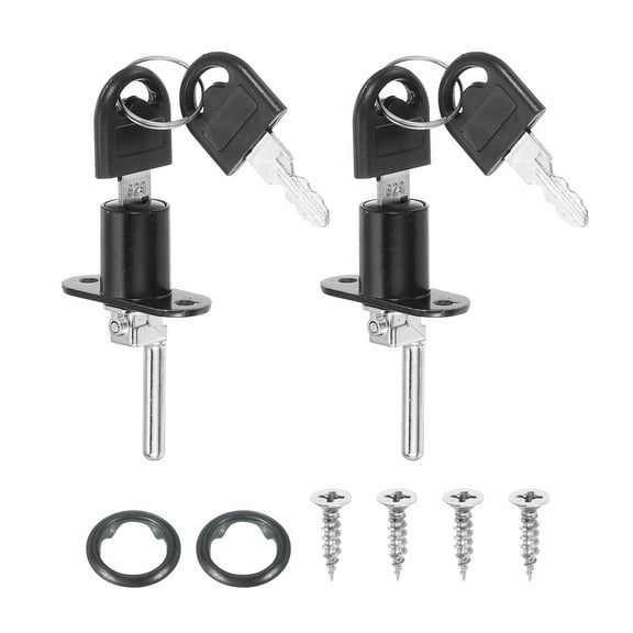 Uxcell 2Pcs Drawer Lock with Keys, 16mm(5/8") Alloy Lock Cylinder File Cabinet Lock Keyed Different Desk Locks Black