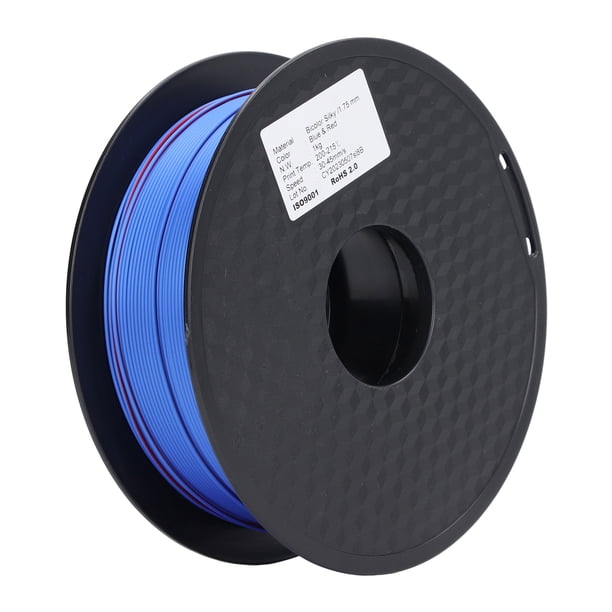 Filamento De Impresora 3D PLA De 1,75 Mm, Filamento De Arco Iris De Coextrusión Consumibles De Impresión 3D Color Dual Azul Rojo Filamento De Impresora 3D PLA Suave Cuidadosamente Enrollado
