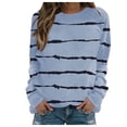 thumbnail image 1 of Hauts pour Femmes Manches Longues Hauts d'Été Décontractés Mode Femmes Confortables Rayures Imprimées Manches Longues Col Rond Blouses T-Shirt Manches Longues Hauts pour Femmes, 1 of 6