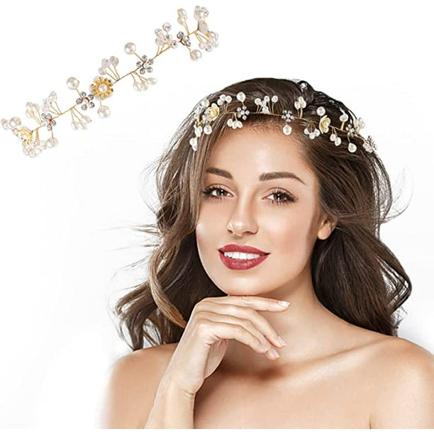 Women Headband Crystal Pearl Fashion Hairband Birthday Engagement Party Party Engagement Jewelry Headdress Headwear Accessories for Female Ladies