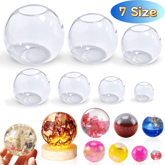 Clear Silicone Sphere Molds 7 PCS, 3D Ball-shaped Resin Mold - DIY Resin Crafts, Jewelry, Soaps, Candles, Decorative Lights
