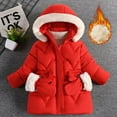 thumbnail image 3 of Likimi Toddler Kids Girls Coat Long Sleeve Solid Color Hooded Thick Tops Comfortable Loose Soft Fall Winter Outerwear Size 4-5 Years Red, 3 of 3
