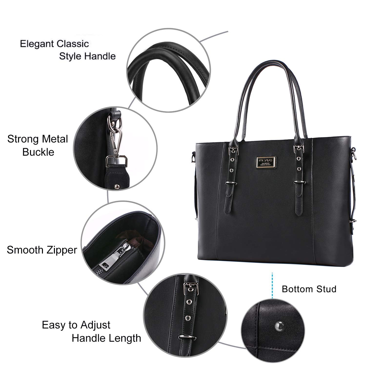 Mosiso Laptop Tote Bag (Up to 15.6 Inch) Water Resistant PU Leather Large Capacity with Padded Compartment Business Work Office Shoulder Briefcase Handbag Compatible MacBook & Notebook