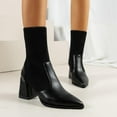 thumbnail image 6 of Black Women Boots In Suede With Chunky Heel And Paint Finish For A Trendy And Comfortable Seasonal Wear, 6 of 7