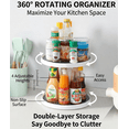 thumbnail image 3 of 2 Tier Lazy Susan Turntable Organizer 10'' Rotating Spice Rack Organization for Cabinet, Kitchen, Pantry, Countertop, Bathroom, Vanity,Rotatable Medicine Cabinet Organizer, Clear, 3 of 6