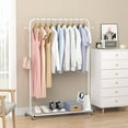 thumbnail image 3 of White Rolling Garment Rack with Storage Shelf - 64.56" Tall Metal Frame (39.76"x16") for Hanging Clothes, Coats & Skirts, Space-Saving Mobile Organizer, 3 of 9