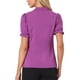 thumbnail image 3 of INSPIRAR CHIC Blusas de Verano para Mujeres de Color Sólido con Lazo en el Cuello y Mangas Cortas para Usar en el Trabajo Magenta M, 3 of 6