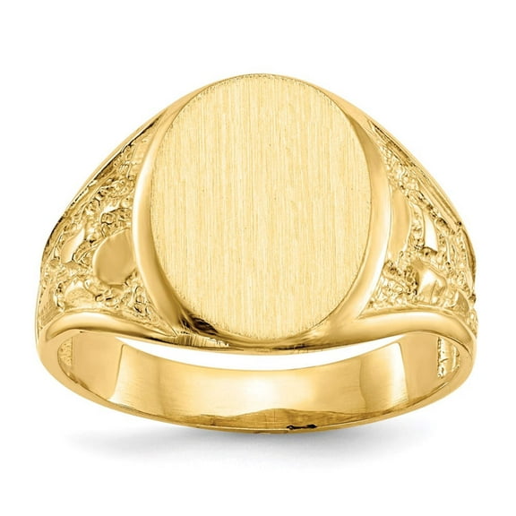 14k 11.5x15.0mm Oval Open Back Mens Nugget Signet Ring RS171