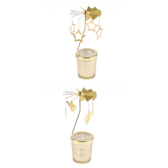 Esquirla 2pcs Rotating Candle Holder Stand Spining Tealight Candlestick