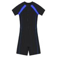 thumbnail image 5 of iEFiEL Womens Athletic One-Piece Swimsuit Zipper Short Sleeve Rash Guard Shirt Beach Bathing Suit Surf Swimwear Black Blue XL, 5 of 7