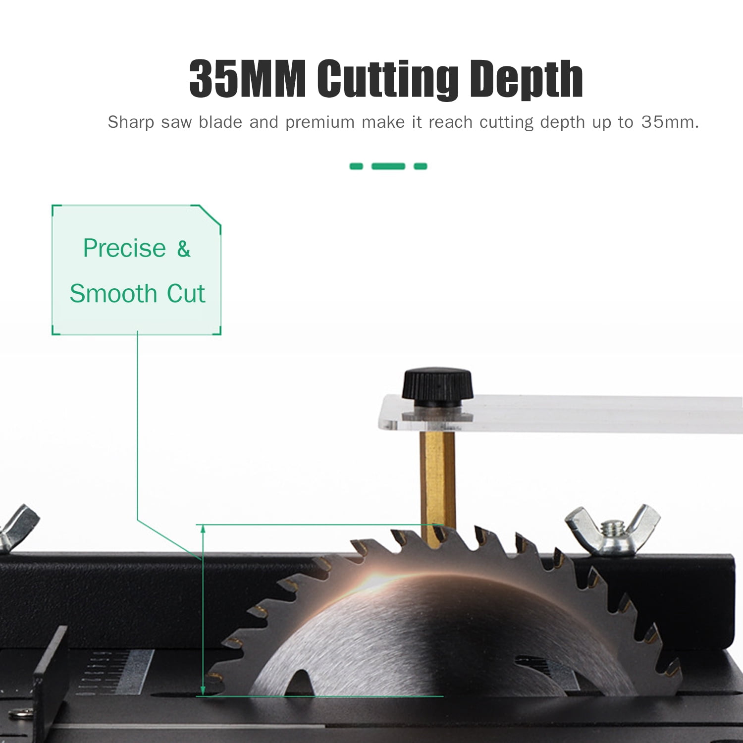 CACAGOO Table Saw, Mini Saw Horses 200W Electric Woodworking Tools with Blade Adjustable-Speed 35MM Cutting Depth, Wood Plastic Acrylic Cutter (Mini size - 7.48 x 6.49 x 3.93in)