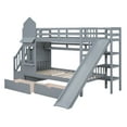 thumbnail image 6 of Harper & Bright Designs Stairway Twin Bunk Bed with Slide, Twin over Twin Castle Wooden Bedframe with Storage Staircase and Drawers for Boys Girls, Gray, 6 of 19