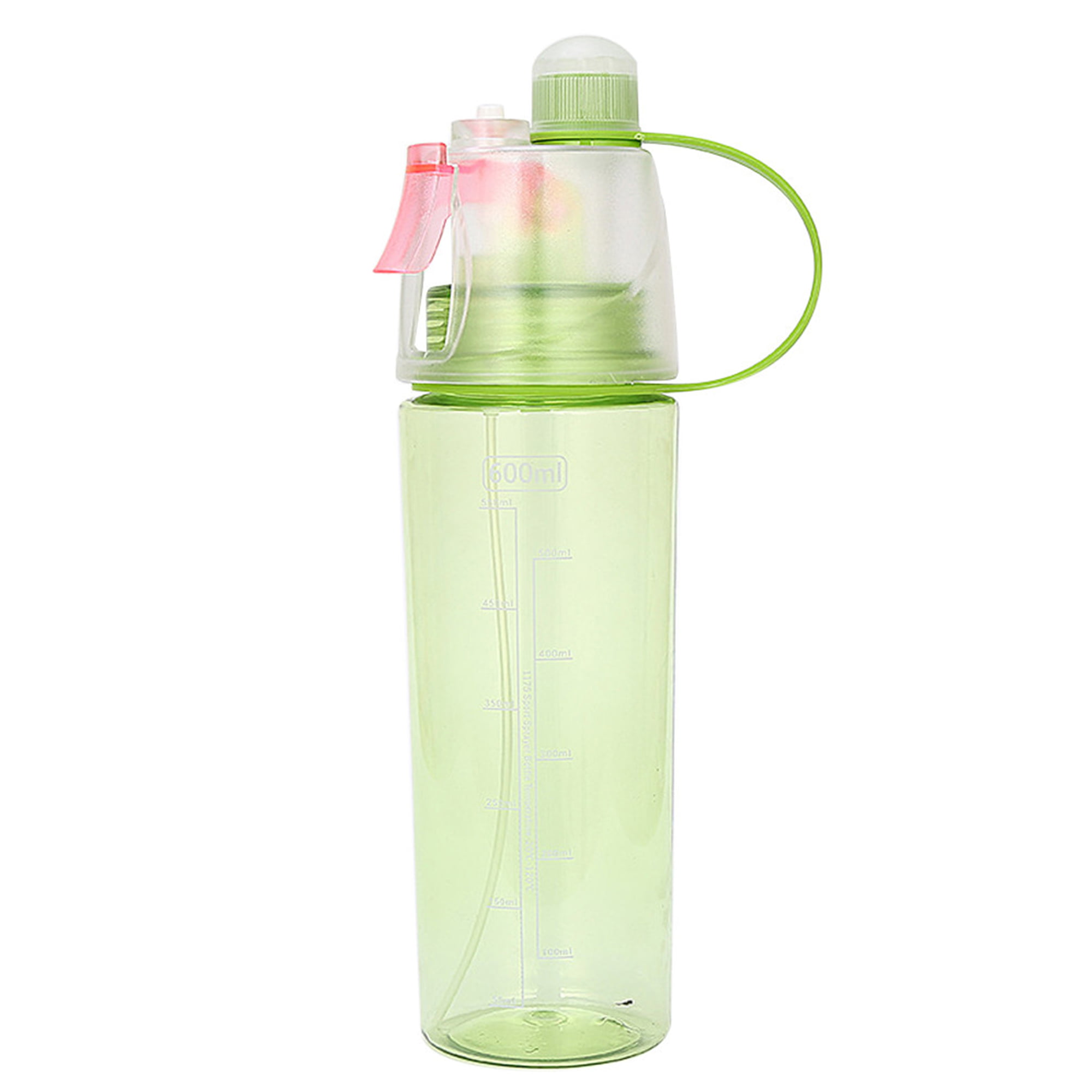 Motivational Water Bottle with Time Marker & Straw 32oz Spray Sports Water Bottle with Spray Mist Leakproof Tritran BPA Free Drink Water Bottle Reminder for Fitness,Gym and Outdoor Sports Green Blue