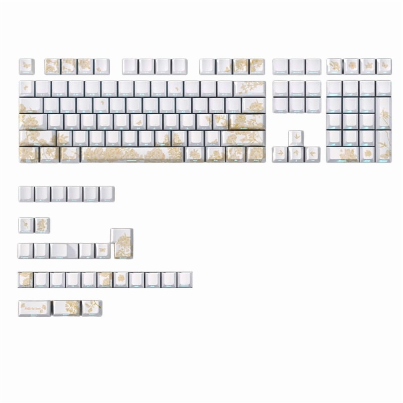 146/136 Keys Translucent Keycaps Platinums Embroidery PBT Side Print Backlit Shine Through Keycaps for M Keyboard