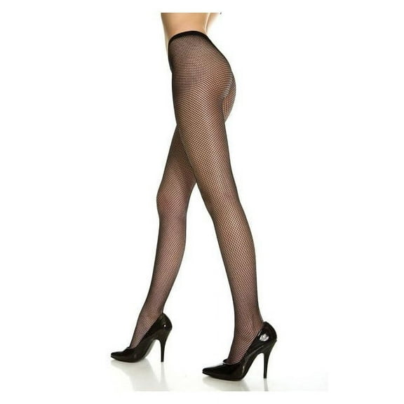 Women's Black Nylon Fishnet Stockings Adult Queen Size