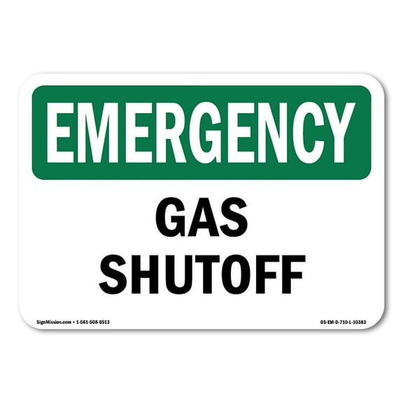 OSHA EMERGENCY Sign - Gas Shutoff | Aluminum Sign | Protect Your Business, Construction Site, Warehouse & Shop Area | Made in the USA