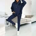 thumbnail image 5 of CILENON Sweatpants Set for Women 3Pcs Women's Sports Suit Loose Hooded Pockets Sweatshirt And Vest And Slim Trousers Travel Outfits Leisure Wear Sets for Women Velour Tracksuit Womens(Dark Blue,XXL), 5 of 6