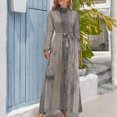 thumbnail image 4 of Natural Wood Grey Wood Women's Long Dress Long Sleeves Dress Vintage Dresses Party Maxi Dress High Waist Dress, 4 of 4