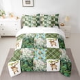 thumbnail image 2 of Homewish Teens Female Men Cartoon Animal Monkey Bedding Comforter Set 7-Piece,Geometric Plaid Grid King Bedding Sets,Tropical Tree Leaves Ultra Soft Bed Sheets,Luxury Bedroom Decor,Reversible, 2 of 8