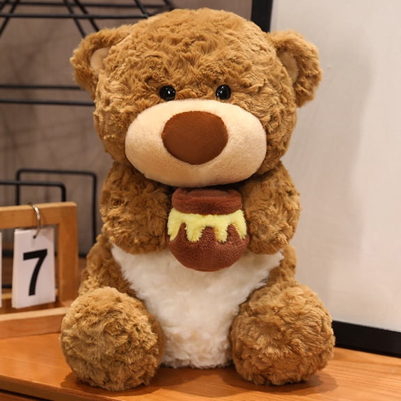 Teddy Bear Stuffed Animals, 8.66Inch Brown Soft Cuddly Stuffed Plush Bear Holding Honey, Perfect Birthday Christmas New Year Valentine's Day Gifts for Women Girlfriend Teens Lover