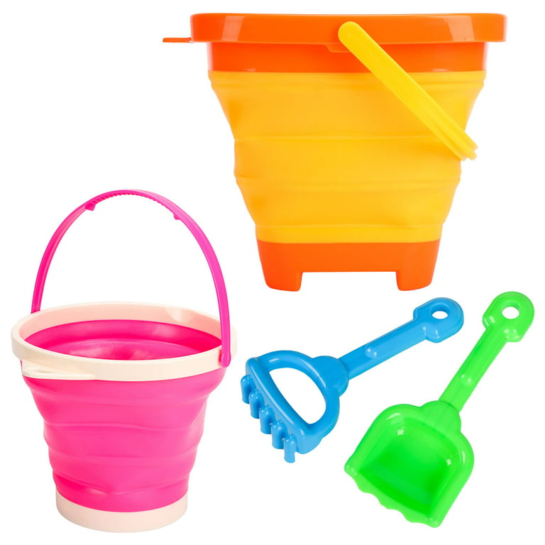 Collapsible Beach Sand Toys for Kids Travel Beach Toys for Kids with  Foldable Sand Bucket Beach Shovel Toys Kit for Toddlers