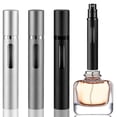 thumbnail image 1 of Atomizador de perfume DIOHIO de 10 ml, recargable para viaje, 3 unidades, con llenado inferior, minidispensador de colonia, pulverizador portátil (negro, gris y plateado), 1 of 9