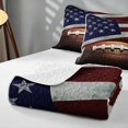 thumbnail image 4 of Manfei Cartoon Football Quilt King, US Flag Sport King Coverlet Set, Red White Blue, Black Reversible 3pcs, 1 Bedspread and 2 Pillowcases, 4 of 7
