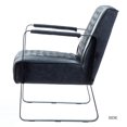 thumbnail image 3 of Accent Chair, PU Leather Upholstered Leisure Chair with Metal Frame and Tufted Backrest, Modern Single Sofa Chair Club Chair with Padded Cushion for Living Room, Office, Pub, Blue, 3 of 8