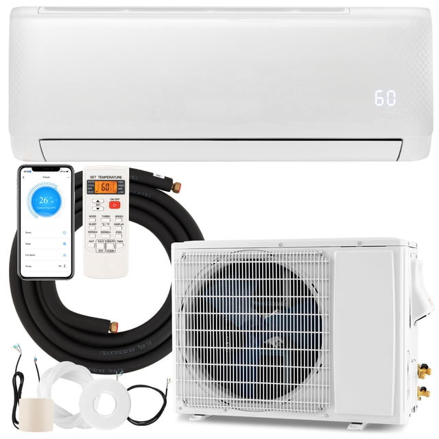 Giantex Système de Climatisation/chauffage Mini-Split 24000 BTU, Compatible avec Alexa, Unité de Climatisation Sans Conduits, Refroidit jusqu'à 1500 Pi2