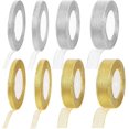 thumbnail image 1 of 8 Rolls 200 Yards in Total 2 Colors Glitter Silver Gold Ribbon, Metallic Glitter Ribbon, Gift Wrap Ribbons Approx 1/4" 2/5" 4/5" 1" Width for Gift, 1 of 7