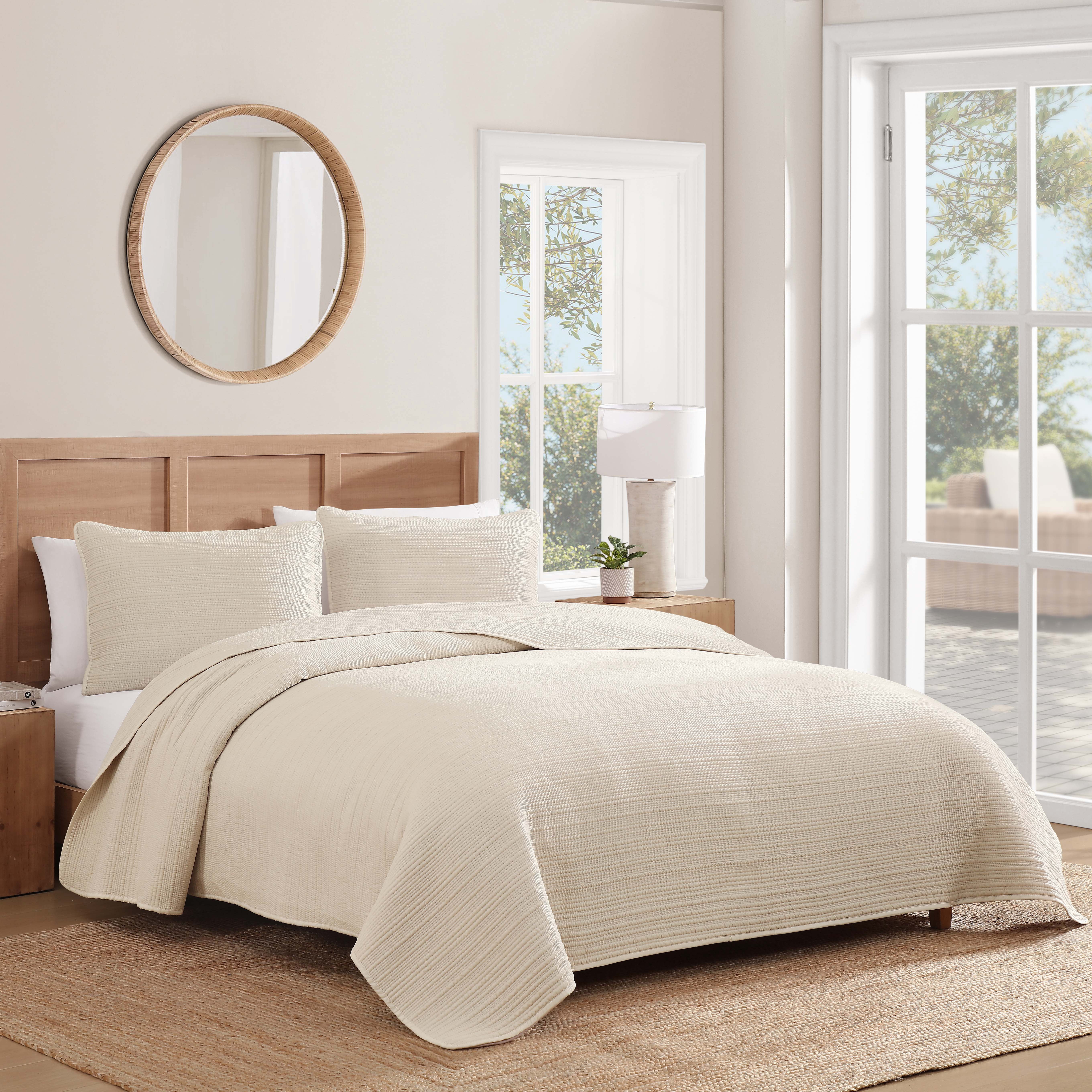 Caribbean Joe, Stonewash 3PC Quilt Set, Full/Queen, Taupe