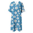 thumbnail image 4 of TJAZFJPA Raiponce Robe Femme Mode Été Style Plage Imprimée Col en V Manches 5/4 Robe Décontractée (1) Robe en Lin Longues Robes, 4 of 5