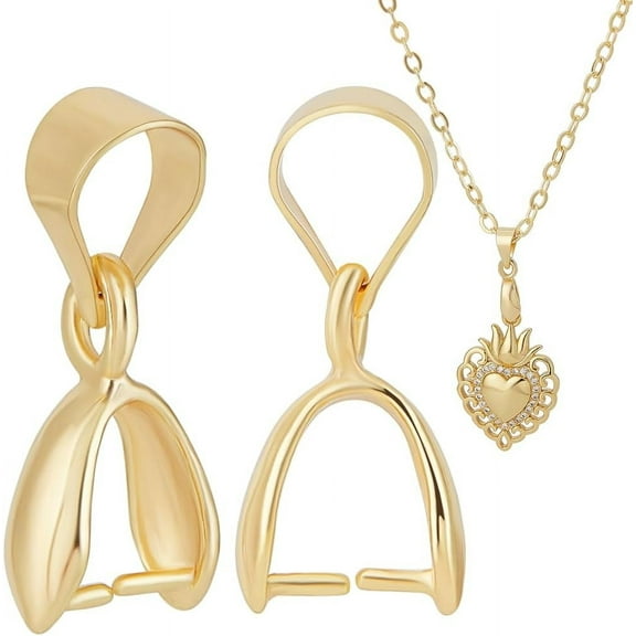 1 Box 30Pcs Pinch Bails Clasp 18K Gold Plated Snap on Bails Ice Pick Pinch Clip Bail Clasps Connectors Pendant Charm