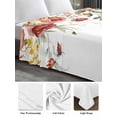 thumbnail image 6 of Pink Floral King Size Flat Sheet, Wrinkleproof & Fadeproof Cooling Flat Bed Sheet Only, Spring Pastoral Botanical Wildflowers Leaves Breathable Soft Bedding Top Sheets 105 x 98 Inches, 6 of 8