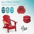thumbnail image 4 of FODINGHILL Outdoor Folding Adirondack Chair set of 6, HDPE All Weather Patio Chair with Cup Holder for Deck Backyard Garden, Red, 4 of 10