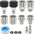 thumbnail image 2 of HLONK 10Pcs Pressure Washer Adapter Set Stainless Steel Pressure Washer Quick Connect Fitting M22-14 to 3/8inch Quick Disconne, 2 of 10